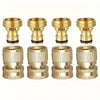 A set of brass quick connect hose fittings and connectors for fluid transfer.