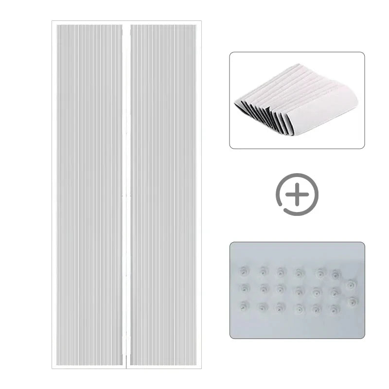 Insect proof door screen netting components including a vertical panel and multiple small mesh pieces