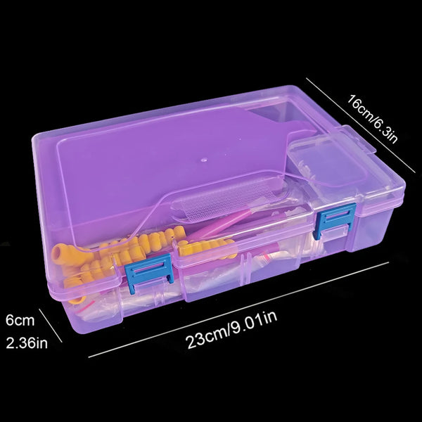 Kit organizador de plástico transparente para herramientas de pintura de diamantes, con compartimentos y ranuras de almacenam