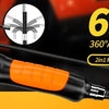 A black handheld industrial inspection camera with an orange grip and a flexible scope, featuring a 6.4mm articulating endosc
