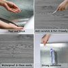 Various applications of thickened wood grain self-adhesive wall decals showing peel and stick, anti-scratch features, waterpr