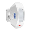 A white wireless infrared curtain security sensor with the brand name KERUI visible on the front.