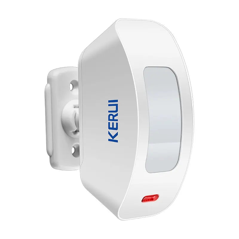 A white wireless infrared curtain security sensor with the brand name KERUI visible on the front.
