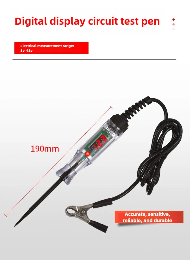 Un stylo de test de circuit numérique avec poignée et fil noir, utilisé pour les mesures électriques.