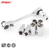 A set of chrome vanadium mini double-ended ratchet wrenches for automotive or mechanical use.