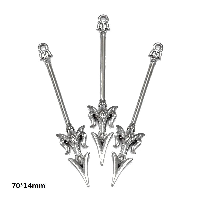 A set of multi-style alloy charms for DIY jewelry making featuring ornate, elongated designs.