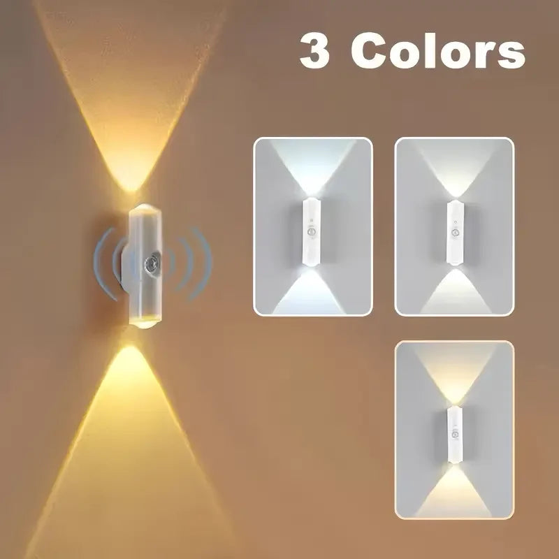 Three versions of a multi-color LED induction night light are shown, highlighting different light patterns and designs.