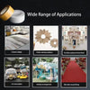 Various applications of heavy duty double-sided grid adhesive tape including carpet collage, wall decorations, and furniture 