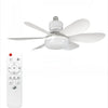 A white dimmable LED ceiling fan light with a remote control visible against a white background.