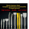 Various electric hammer chisels with square, round, and U-shaped handles shown for different models