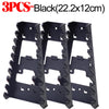 Three black plastic wrench organizer racks measuring 22.2x12cm