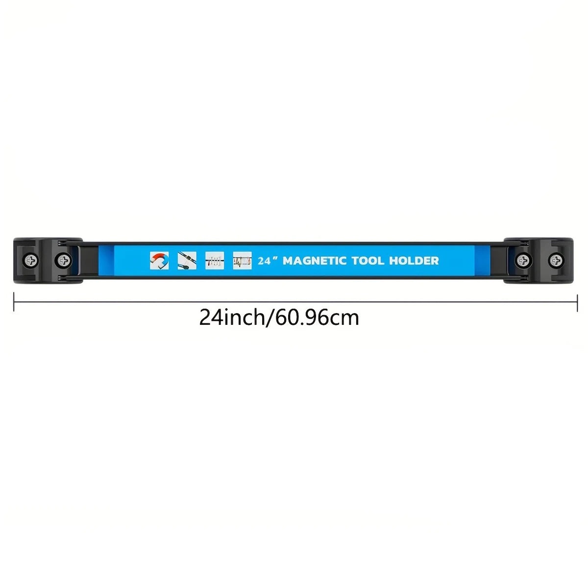 A blue magnetic tool holder measuring 24 inches long.