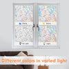 A window featuring privacy film showing different light conditions: Cloudy, Sunny, No Light, and Light.