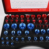 A black tool kit for checking metric and imperial threads, featuring various nut and bolt thread gauges.