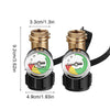 A pair of brass pressure gauges for propane tanks, showing measurements in centimeters and inches.