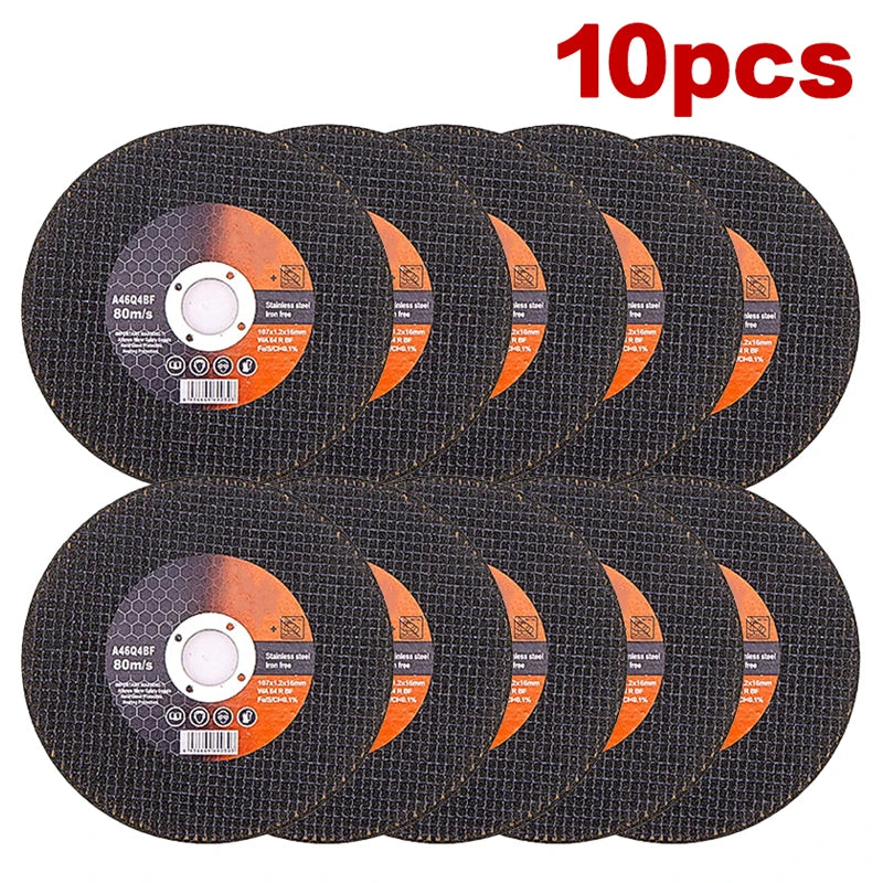 Ten black diamond cutting discs for grinders packaged together