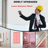 A man in a suit is using a newly upgraded laser distance meter to measure a room interior.
