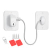 White universal door and window safety lock with a cord and mounting hardware.