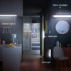 Interior shot showing various lighting fixtures including cabinet light, entry light, wardrobe light, and wall lights in a mo