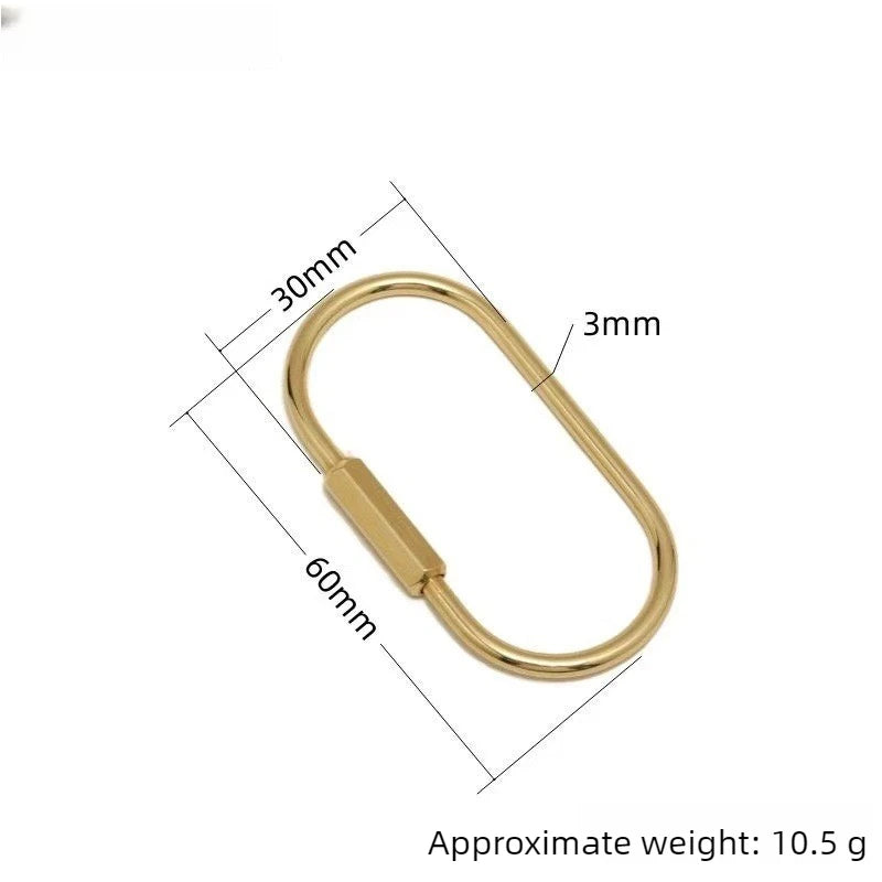 Gold-Messing-Schlüsselring-Karabiner-Clip mit Größenangaben.