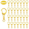 A collection of 30 gold-colored lobster clasp key rings for DIY jewelry.