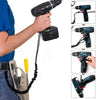 A hand is holding an adjustable elastic tow rope for mountain biking, showing various configurations of the product.