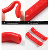 Red silicone brake lever protector covers shown in various angles highlighting flexibility and workmanship