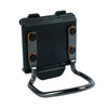 A black heavy duty hammer belt holder with a metal loop for securing a belt.