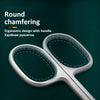 A pair of round chamfering cuticle and nail clippers with an ergonomic design shown against a dark green background.