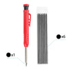 A set of six black pencils with red caps and a single pencil shown next to the full set.