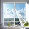 A close-up view of an invisible zipper mosquito window screen installed in a modern window frame.