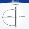 A silver heavy duty wire lock pin with a 2 inch (50mm) curved section and a 3 inch (70mm) straight section.