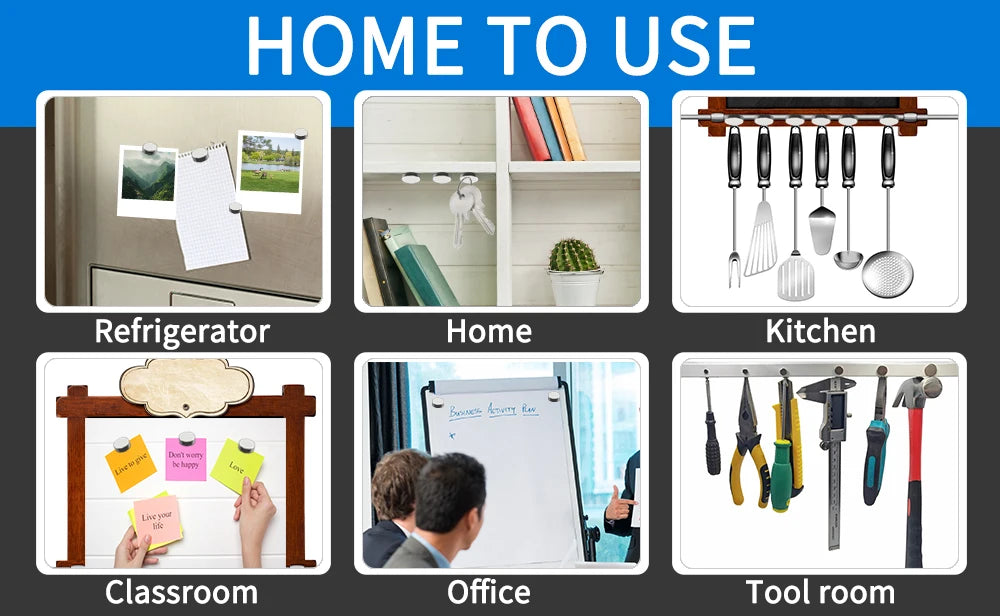 A collection of home to use items including a refrigerator, home decor, kitchen tools, classroom supplies, office equipment, 