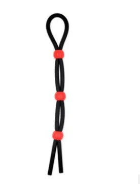 Black silicone erection enhancer ring with red accents