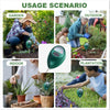 A collage showing a portable soil moisture sensor used in various scenarios: garden, outdoor planting, indoor plants, and gen