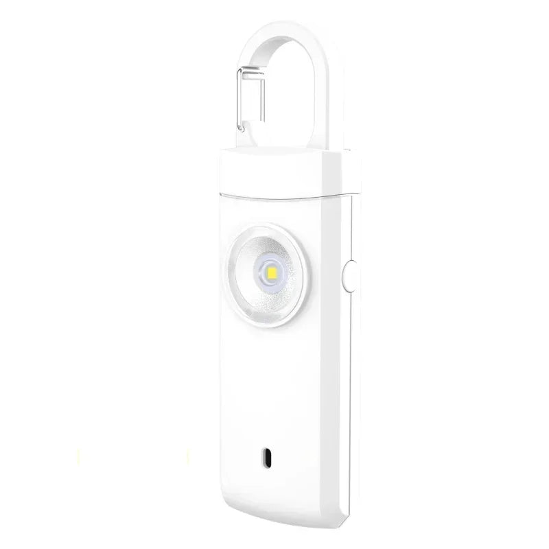 Lampe-pistolet clé en LED blanche pour la self-défense avec cap protecteur et alarme d'urgence.