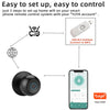 A set of smart home security components including a USB BLE Gateway, a fingerprint sensor, and a smartphone interface for rem