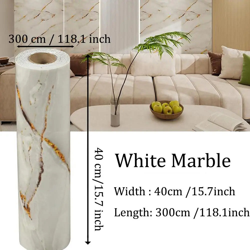 White marble roll featuring natural veining used as a wall decal for kitchen or bathroom
