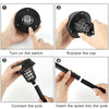 Instructions showing how to turn on, replace the cap, and connect the pole of a solar mosquito zapper lamp