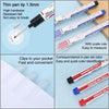A set of thin pen tips and long nib markers with a scale rule for precise measurement and identification.
