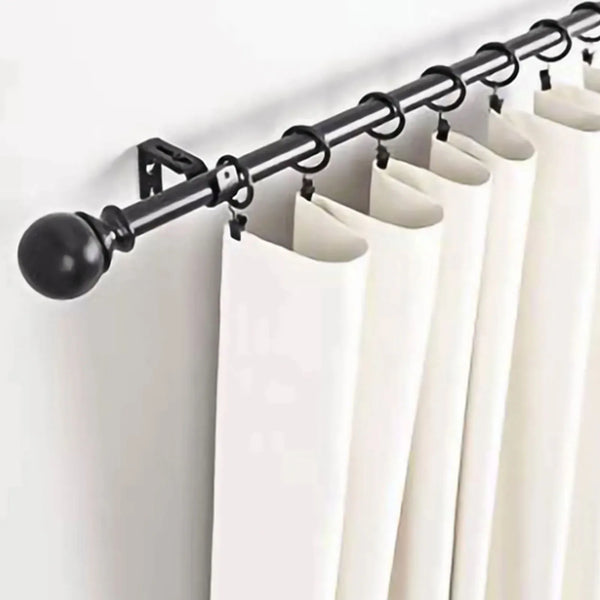 Black adjustable wall hooks for hanging curtain rods or rods.