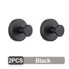 A pair of black stainless steel suction cup hooks for bathroom and shower