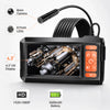 Schwarze Automotive-Boreskop-Inspektionskamera mit 4,3-Zoll-HD-Display und 8-mm-Kameraslinse.