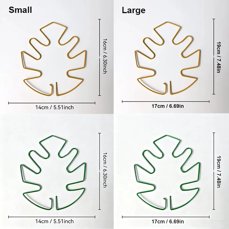 A set of large and small plant support frames made of natural wood-colored material for Monstera plants.