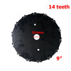 Lame de scie noire de 9 pouces avec 14 dents et un diamètre de 25,4 mm.