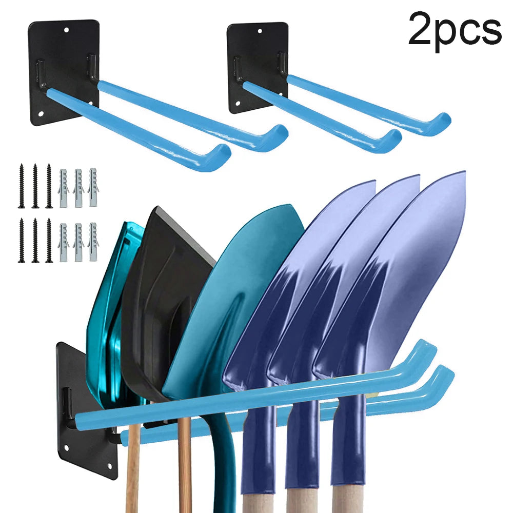 Two black tool storage racks with blue handles and various sized tools shown.