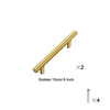 Two golden cabinet handles and four screws shown for installation.