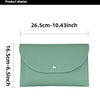 A light mint green knitting and crochet needle set displayed with its dimensions.
