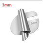 A silver universal sewing rolled hemmer foot set with a 3mm measurement indicator.