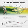 Diagram showing distance adjustment for golf shots using a slope adjusted mode.